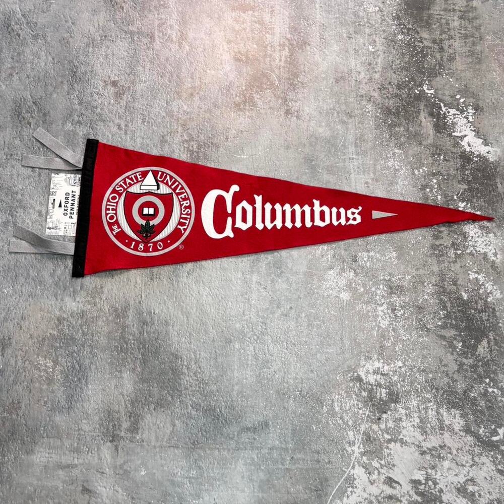 NWT Ohio State Buckeyes Pennant! Columbus Oxford Pennant White & Red Collegiate